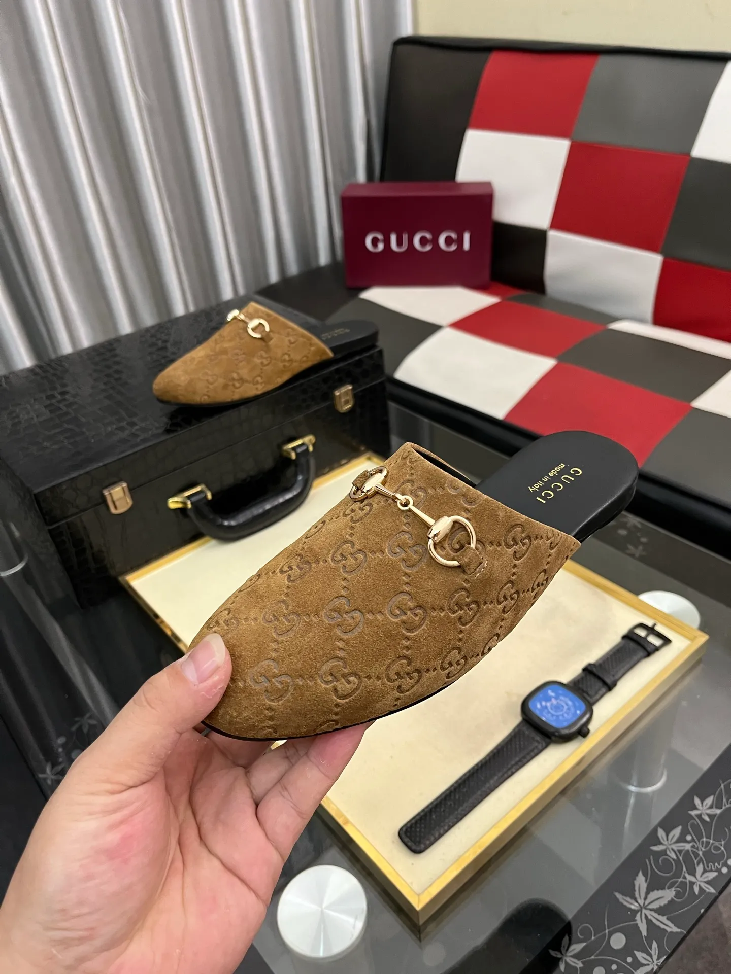 Men's shoes 💰480⌚️⌚️[Gucci] 2024 new season half-slip men's shoes, made of Italian imported first-layer frosted cowhide➕sheepskin lining, original hardware buckle, original combination wear-resistant outsole, real shot 🎬 Very comfortable on the feet, size 36-44